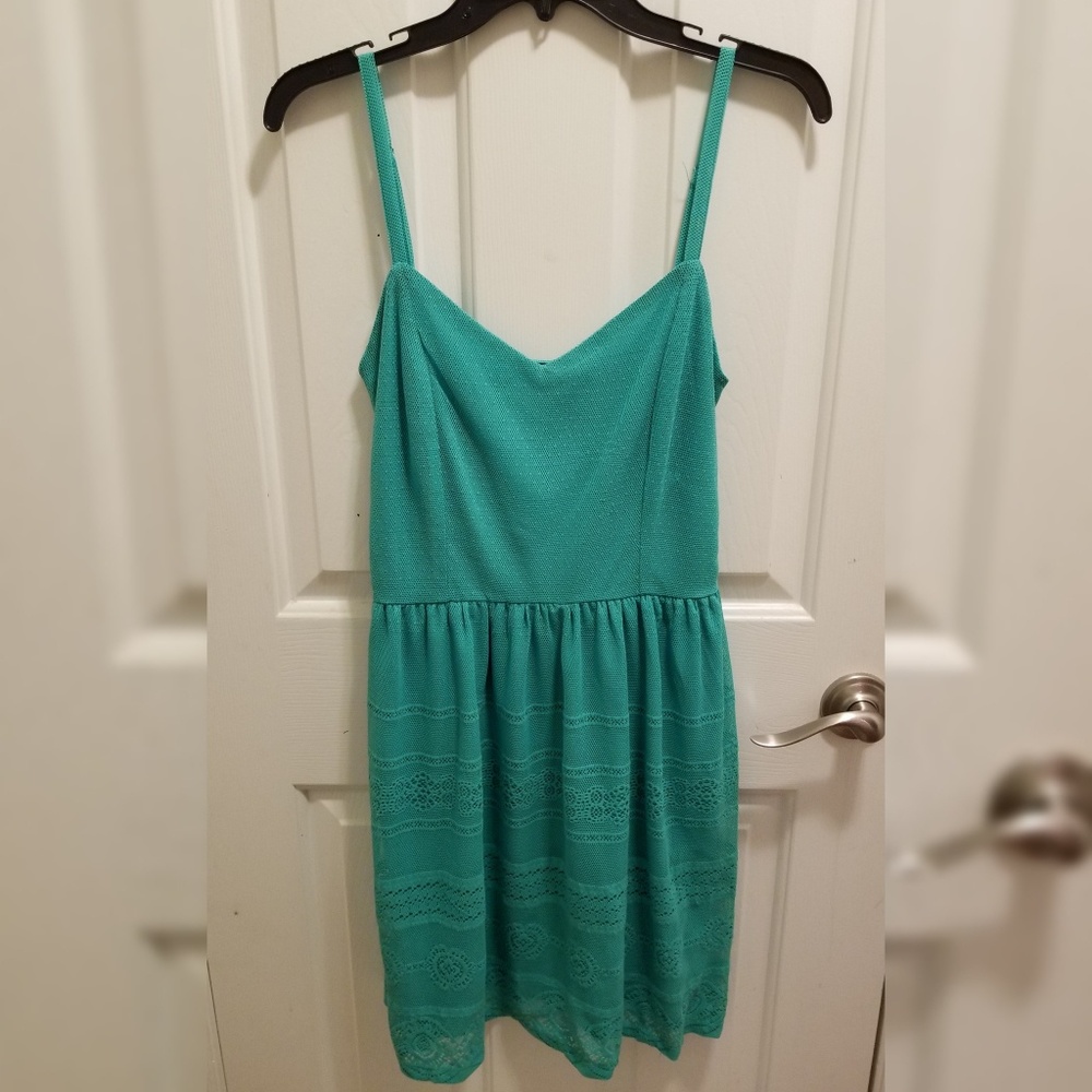 Teal Crochet Dress